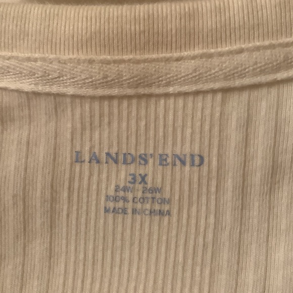 Lands’ End cream button-up lightweight stretchy cotton cardigan 3x(24W-26W) - Picture 9 of 11